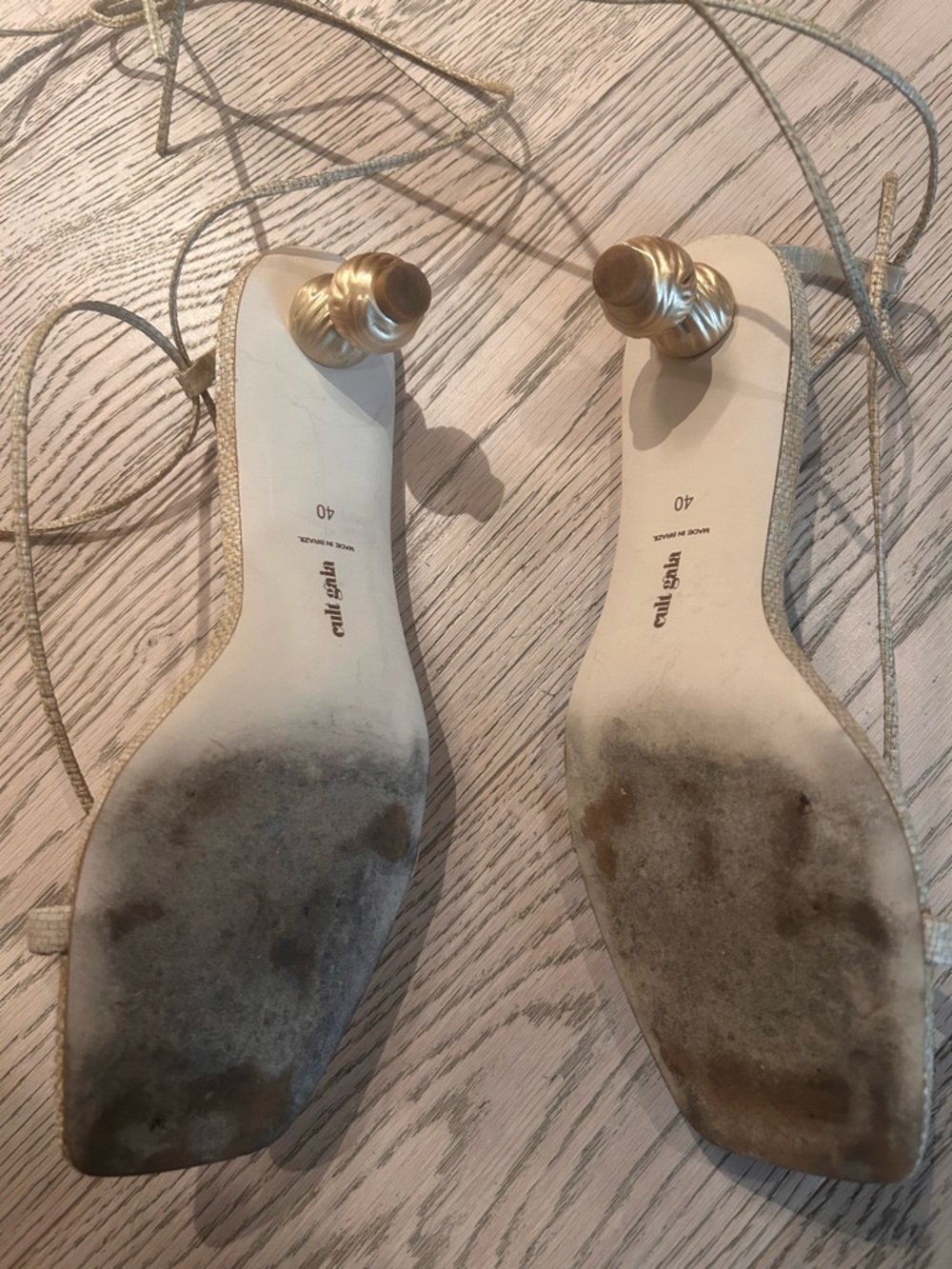 cult gaia WOMEN'S MINDY SQUARE TOE STRAPPY BALL HEEL SANDALS IN NATURAL - Picture 5 of 7